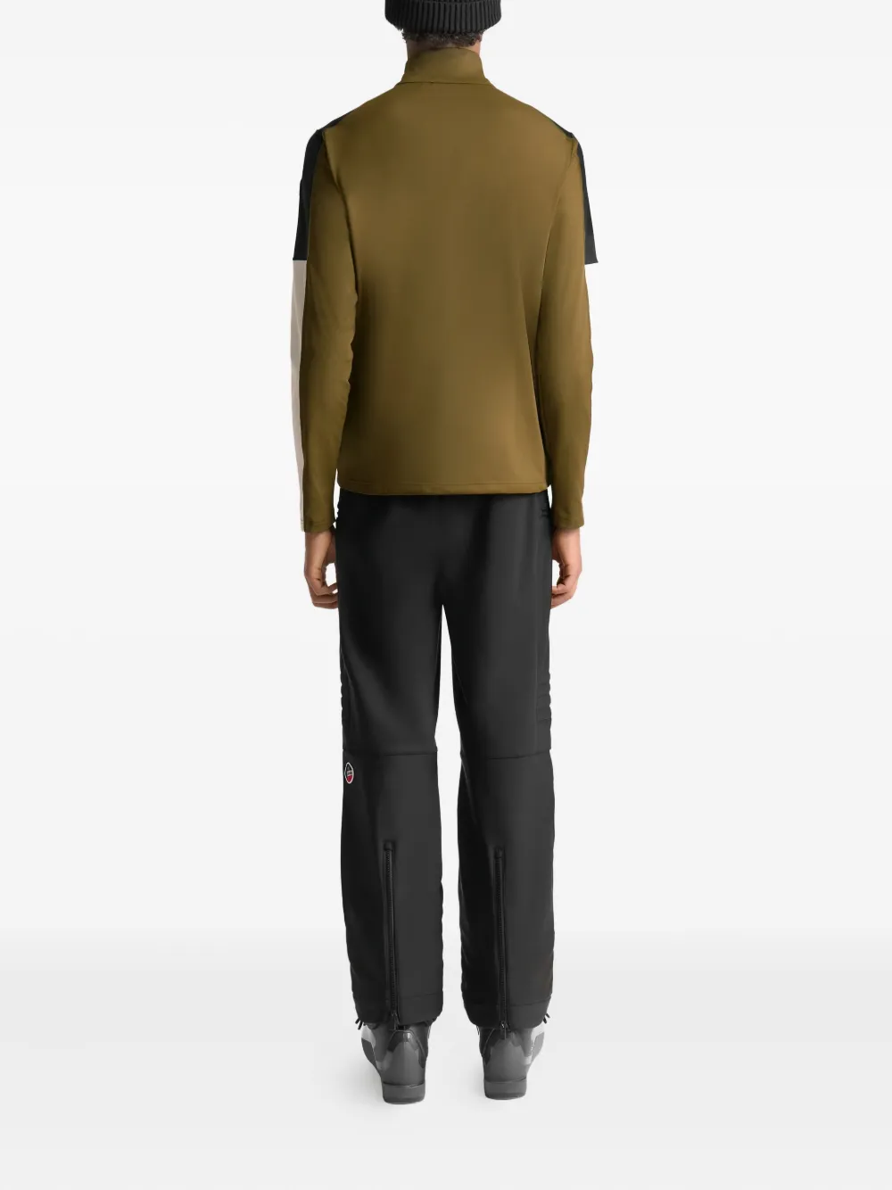 Fusalp T-shirt met colourblocking en halve rits Bruin