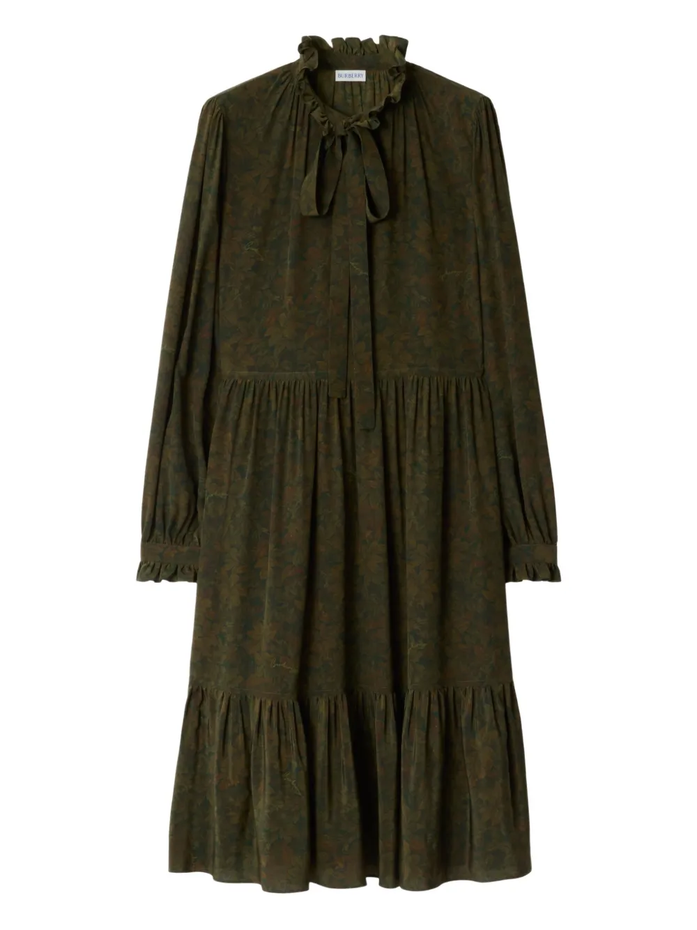 Burberry leaf-print ruffled dress - Verde