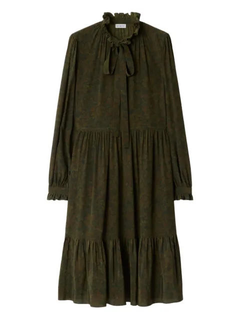 Burberry vestido con volantes y hojas estampadas