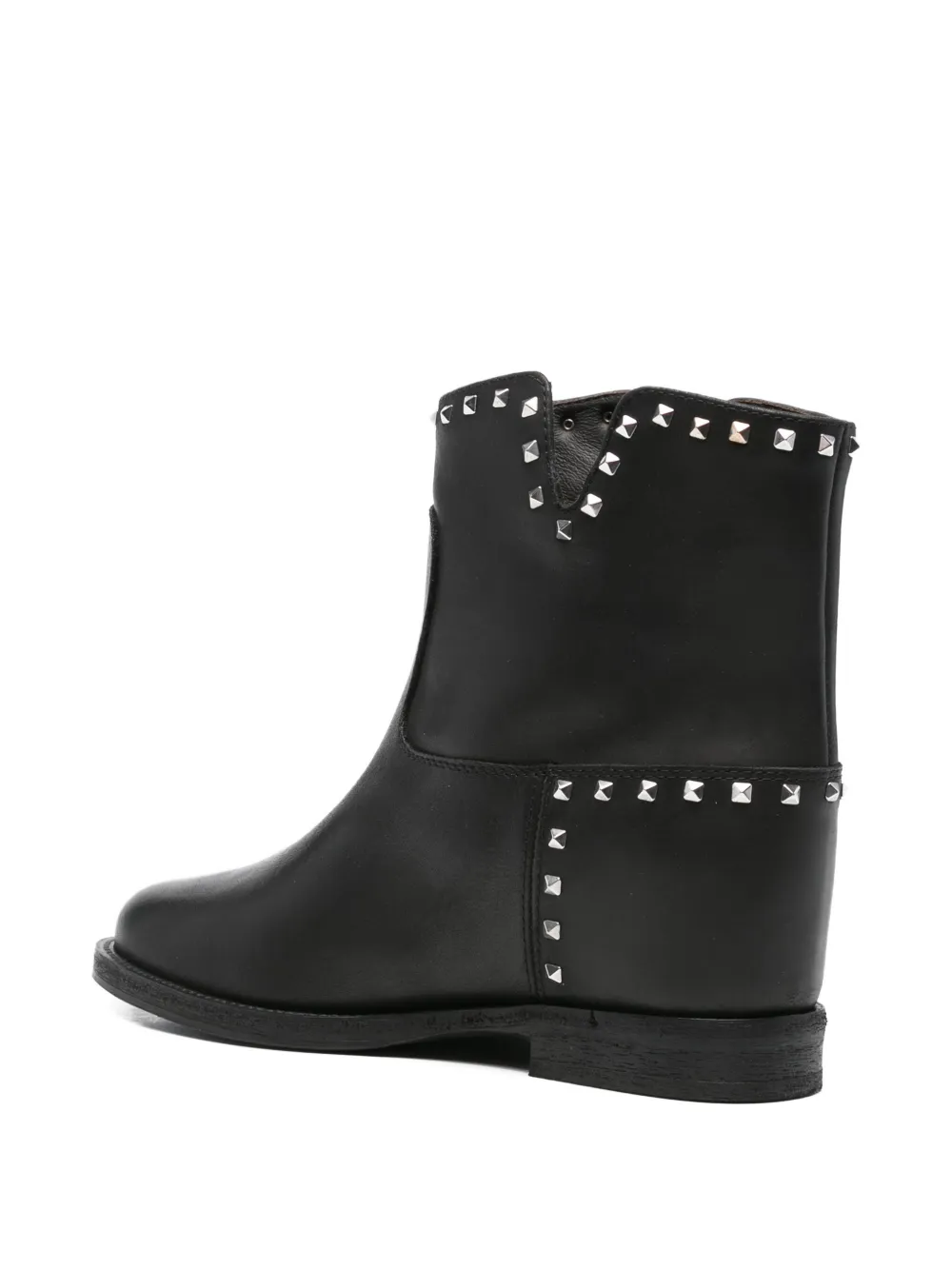 Via Roma 15 25mm stud-embellished leather boots Black