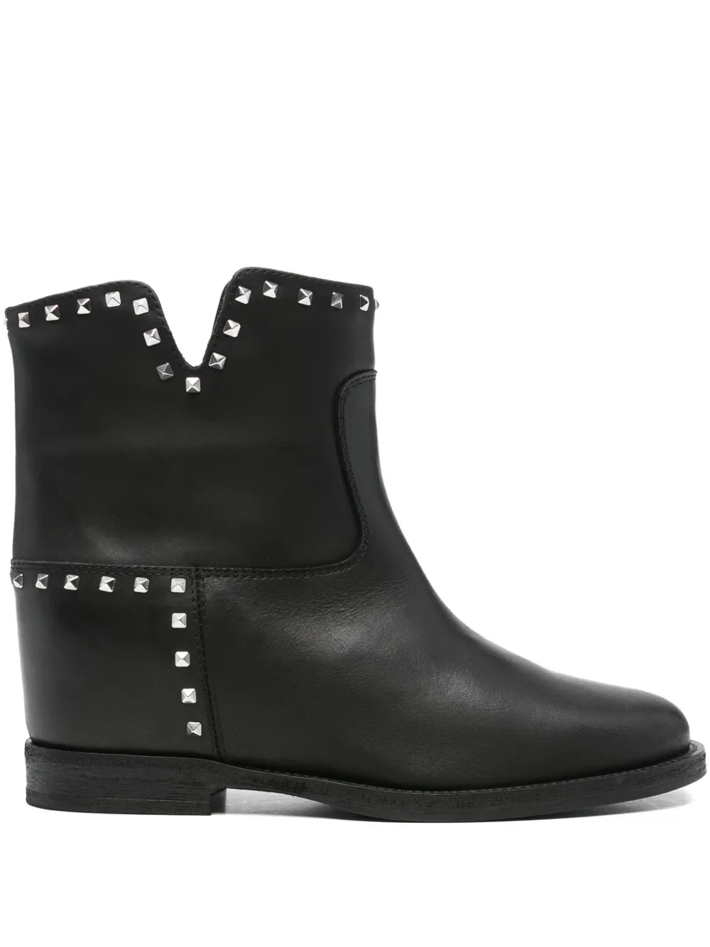 Via Roma 15 25mm stud-embellished leather boots Black