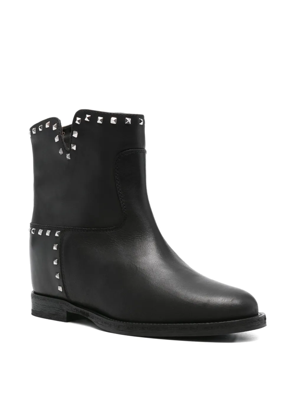 Via Roma 15 25mm stud-embellished leather boots Black