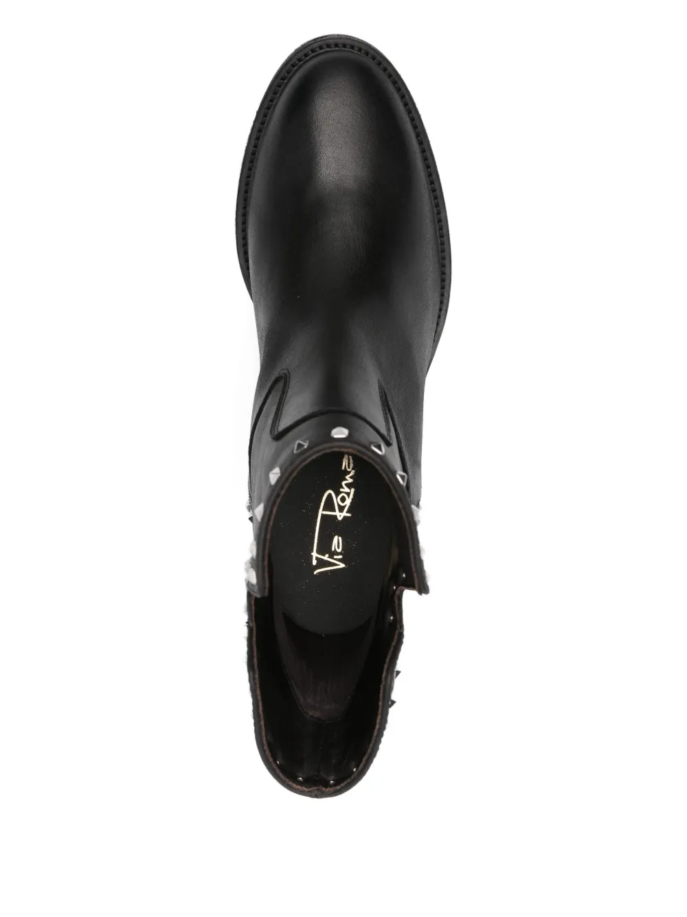 Via Roma 15 25mm stud-embellished leather boots Black