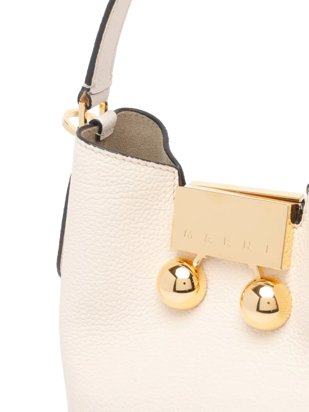 Marni Trunkaroo leren bucket-tas Beige