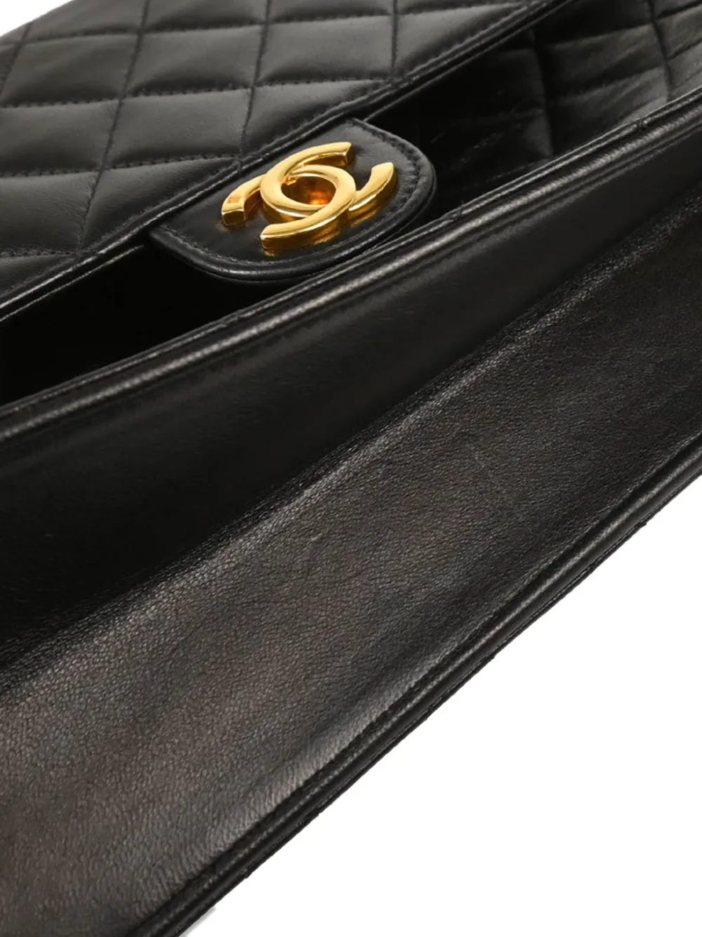 Pre-owned Chanel 2000 Medium Turnlock Shoulder Bag In Black