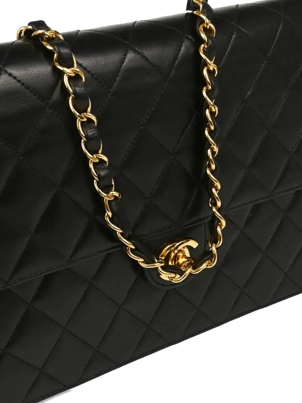 Pre-owned Chanel 2000 Medium Turnlock Shoulder Bag In Black