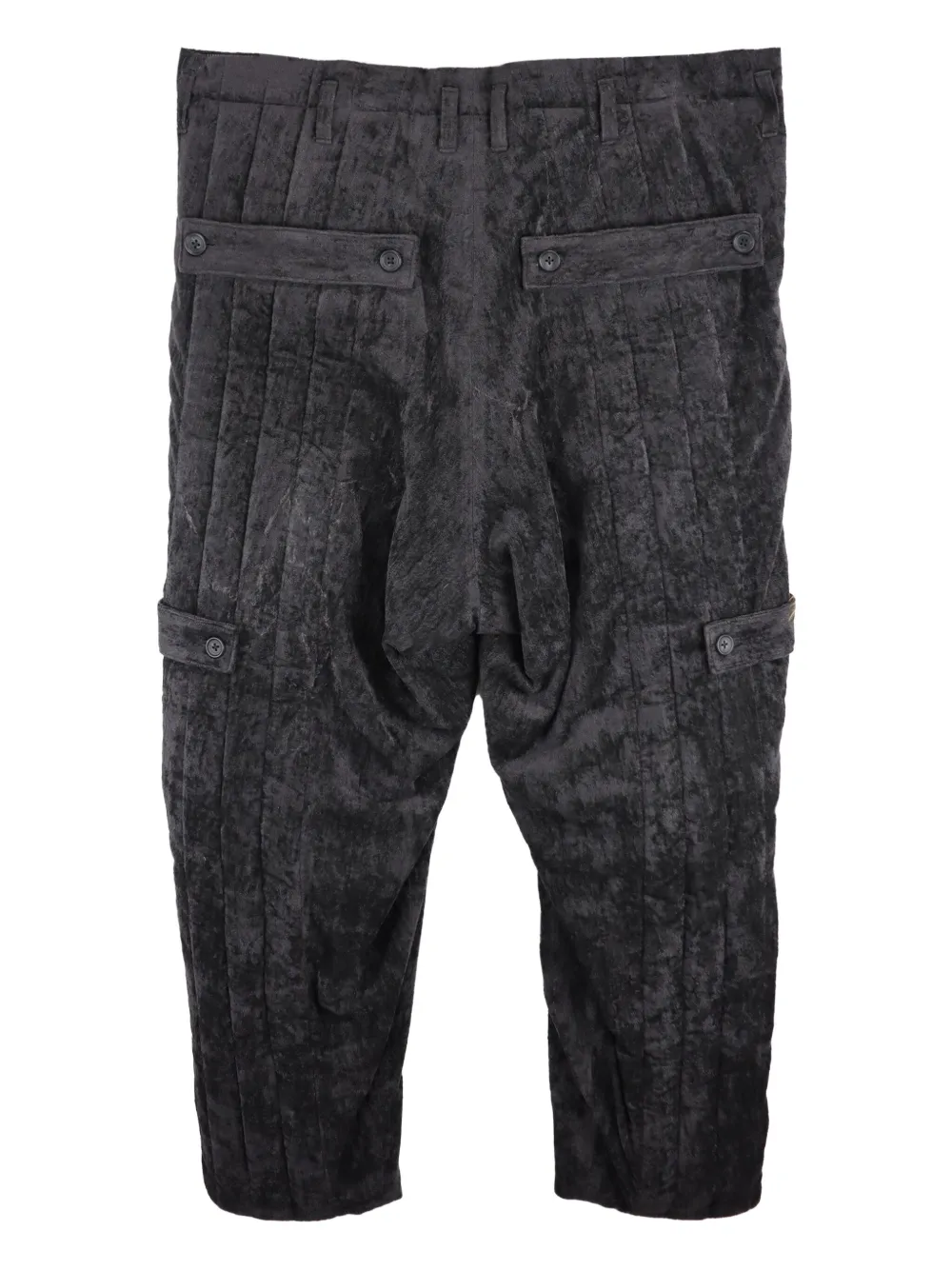 Yohji Yamamoto pleated cargo-pocket drop-crotch trousers - Zwart