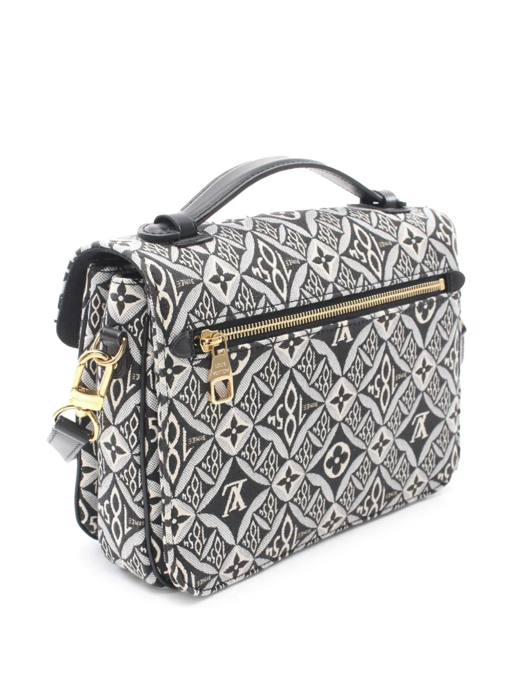 Pre-owned Louis Vuitton 2020 Monogram Jacquard Since 1854 Pochette Metis Satchel In Black
