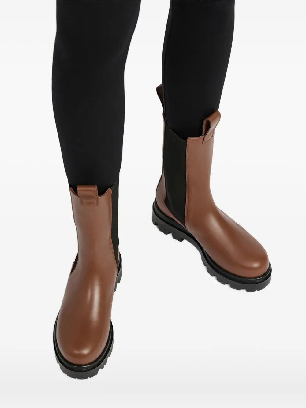 Flattered elastic-panel leather chelsea boots Brown