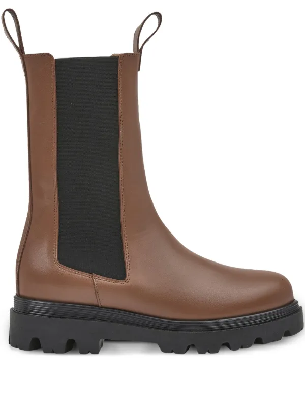 Brown Leather Chelsea Boots with Elastic Panels Men main image 4