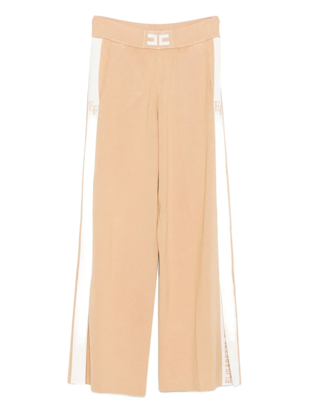 Elisabetta Franchi logo trousers Beige