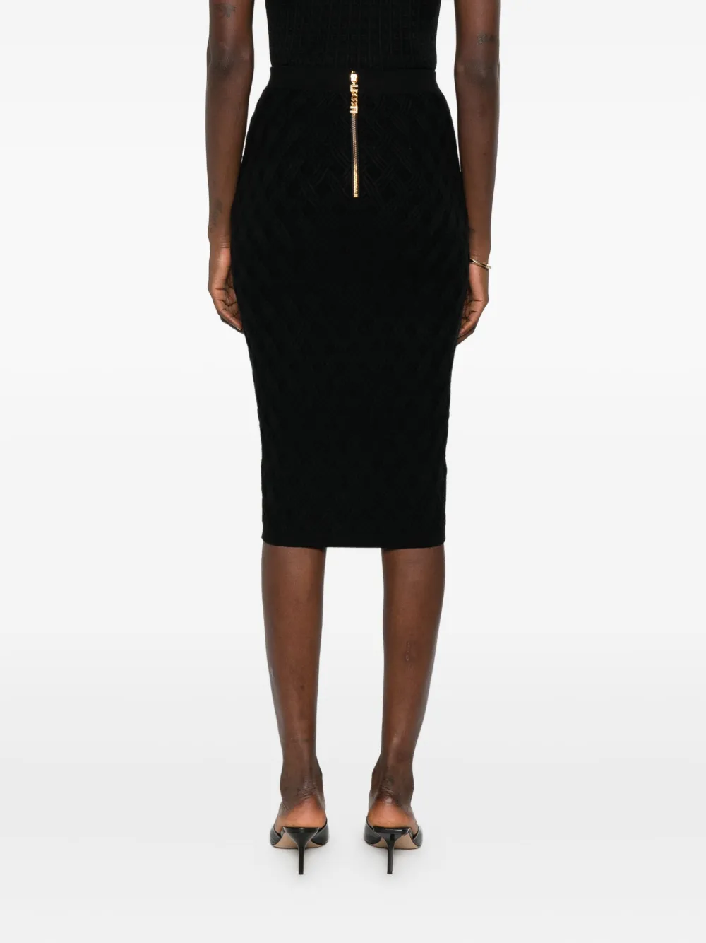 Elisabetta Franchi Chain-embellished Geometric Midi Skirt In Black