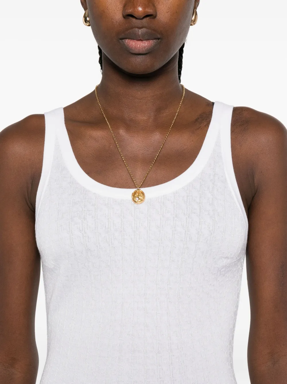 Elisabetta Franchi Tanktop met diepe ronde hals Beige