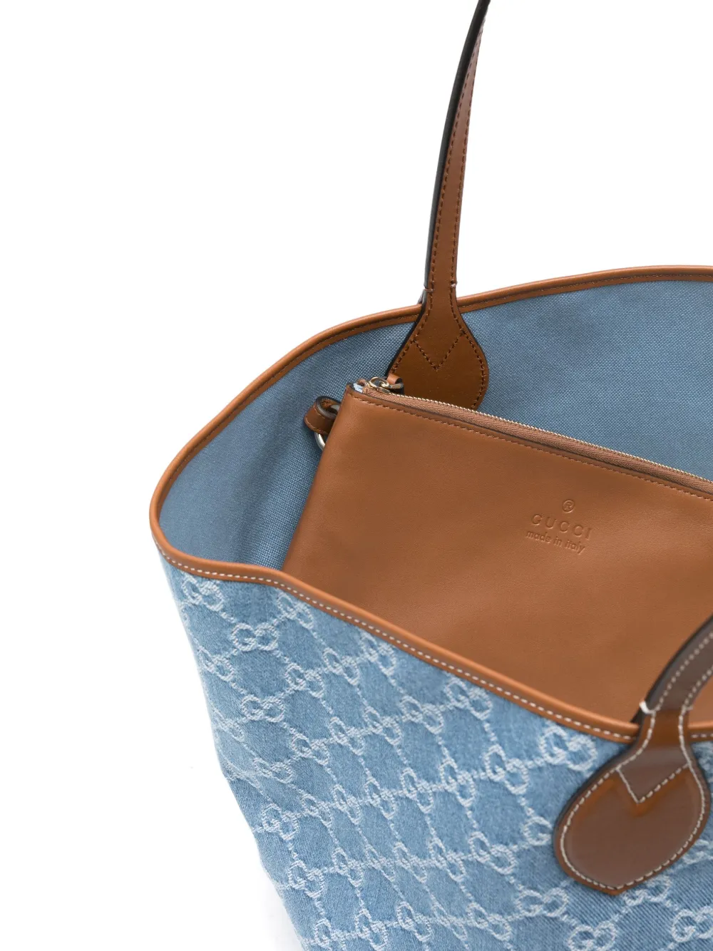 Gucci Totissima monogram-pattern denim tote bag Blauw
