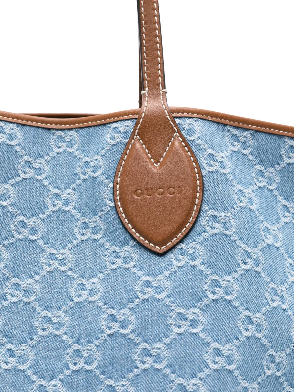 Gucci Totissima monogram-pattern denim tote bag Blauw