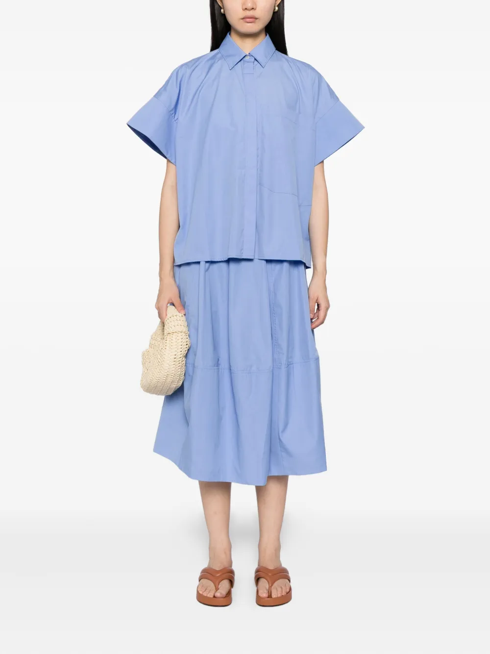 CO COLLECTION Katoenen rok met vlakken - Blauw