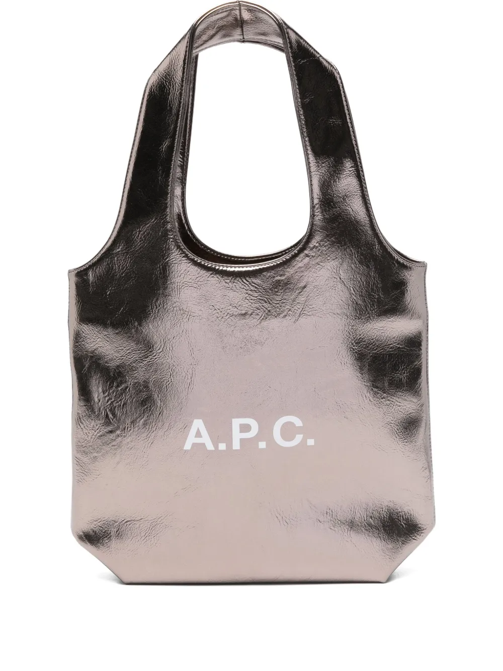 A.P.C. Kleine Ninon metallic shopper met logo Zilver