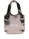 A.P.C. small Ninon metallic logo tote bag - Silver