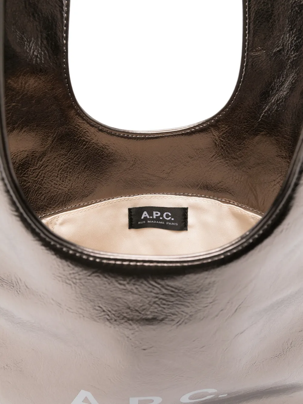 A.P.C. Kleine Ninon metallic shopper met logo Zilver