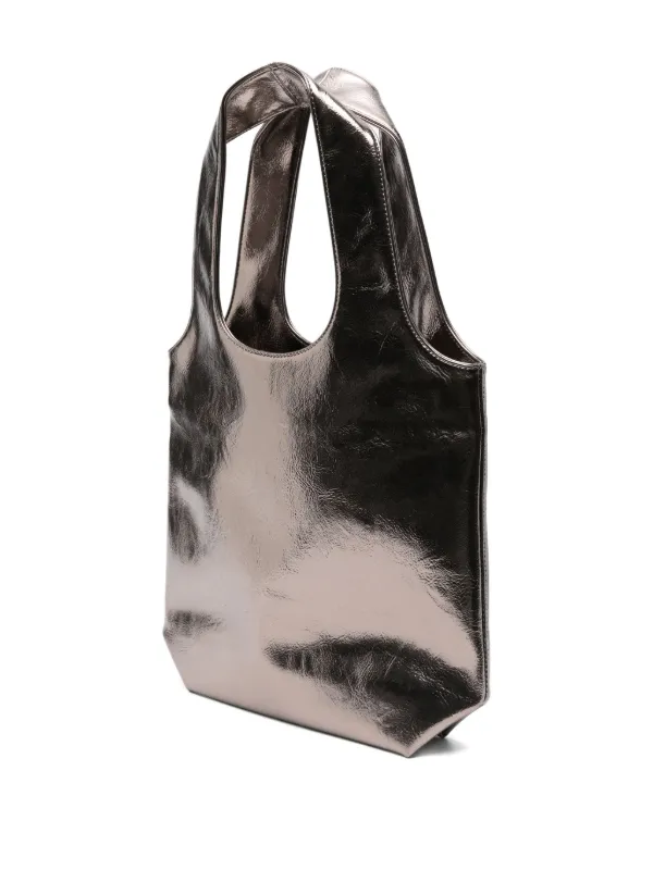 Small Ninon Metallic Logo Tote Bag Silver FARFETCH IN