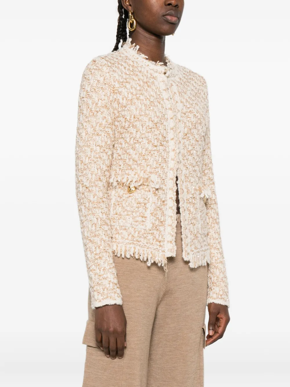 Fabiana Filippi frayed-edge tweed jacket Beige