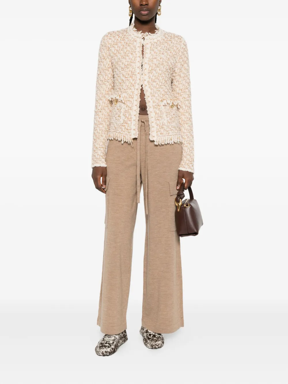 Fabiana Filippi frayed-edge tweed jacket Beige