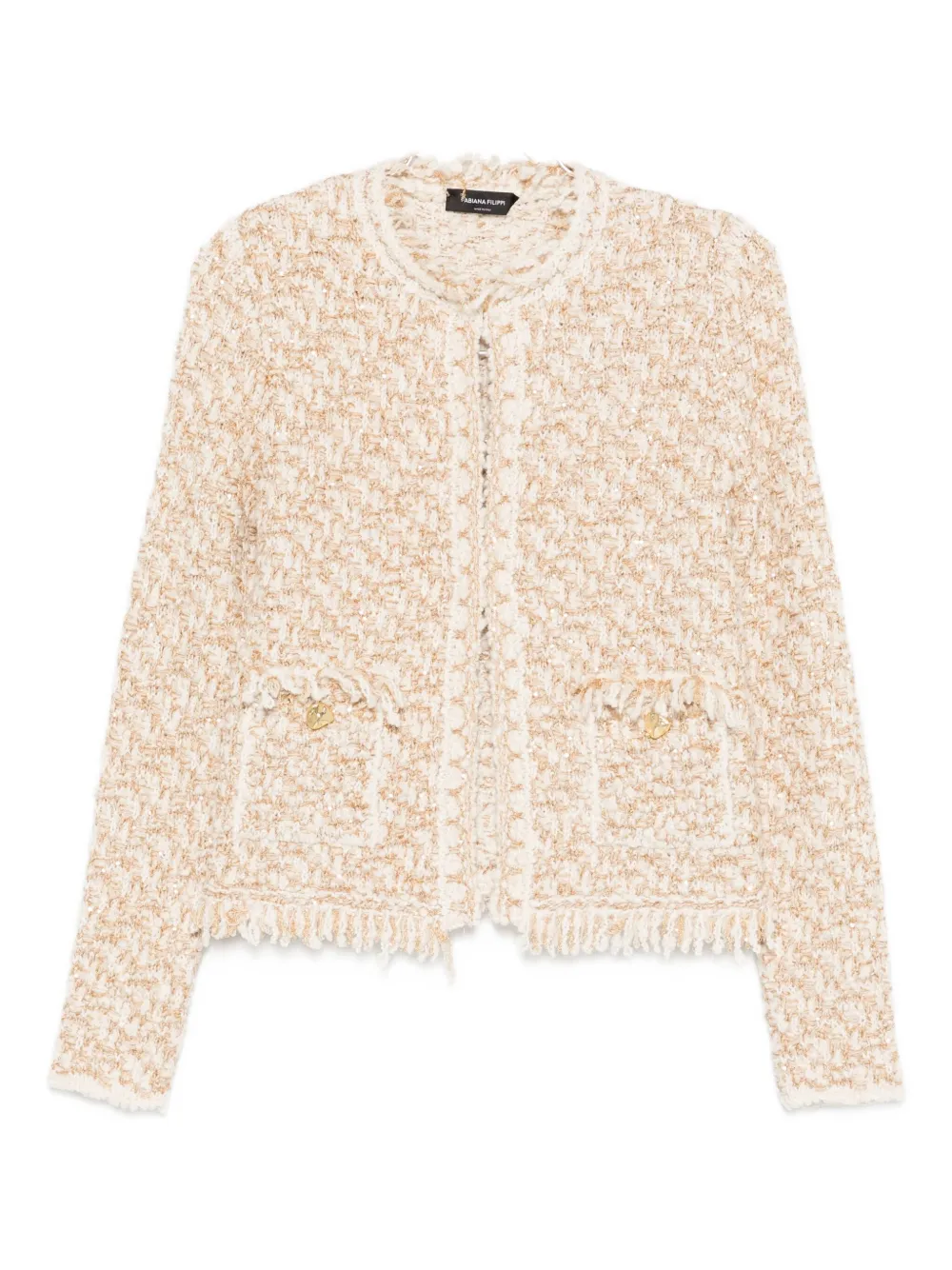 Fabiana Filippi frayed-edge tweed jacket Beige