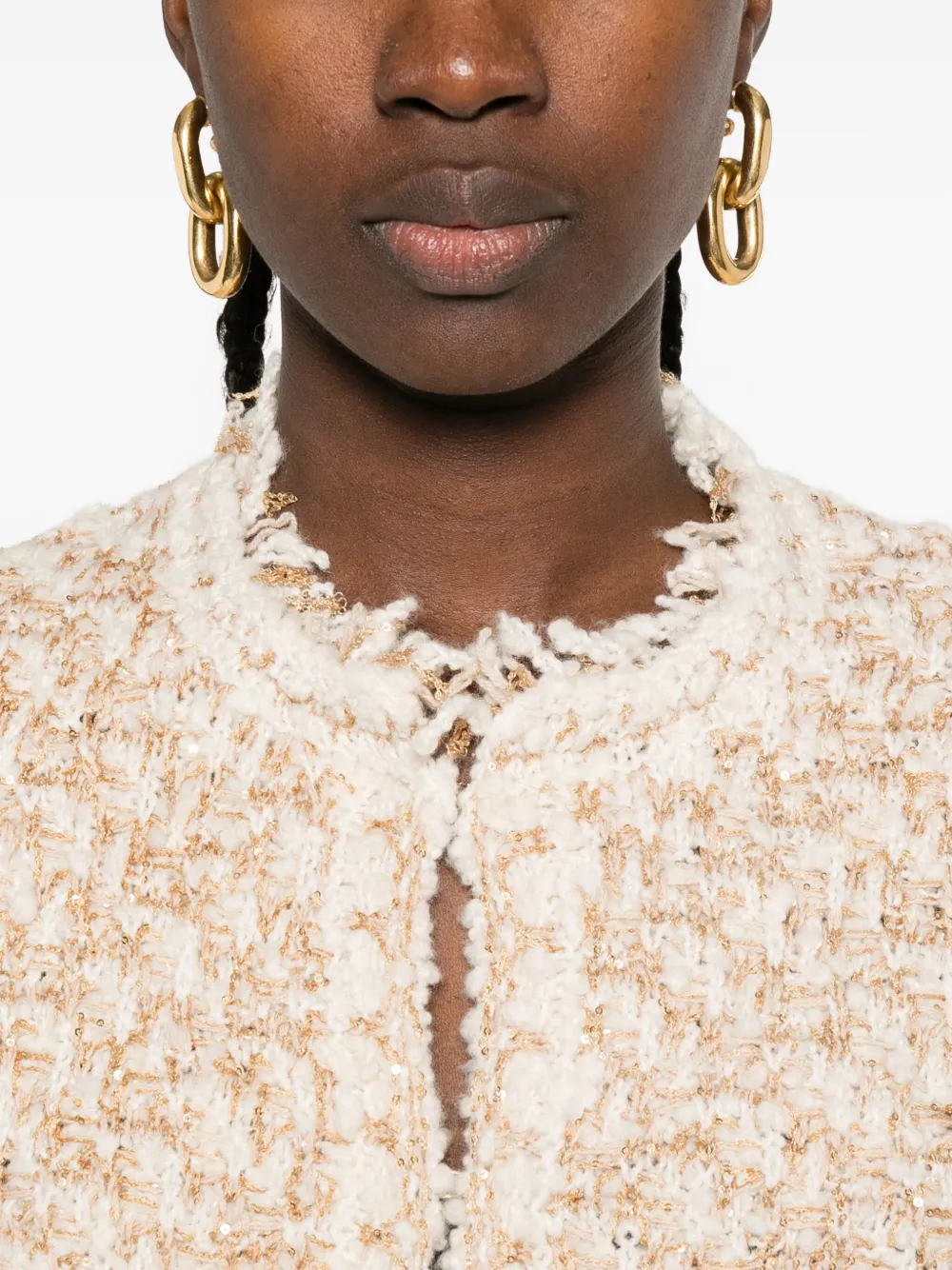 Fabiana Filippi frayed-edge tweed jacket Beige