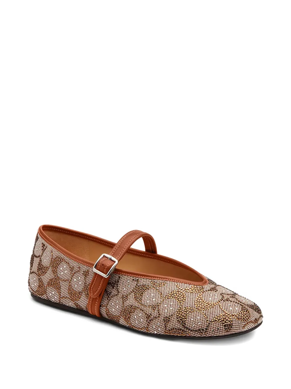Coach Mary Jane buckle pattern ballet flats Beige