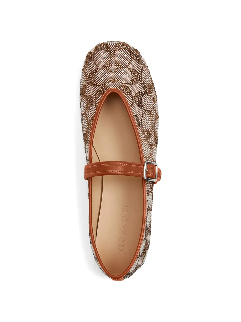 Coach Mary Jane buckle pattern ballet flats Beige
