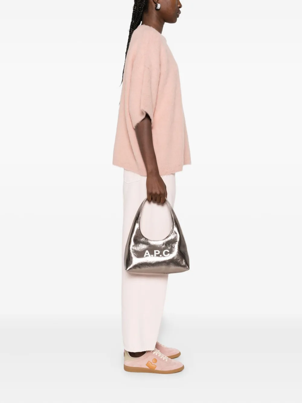 A.P.C. small metallic logo shoulder bag - Zilver