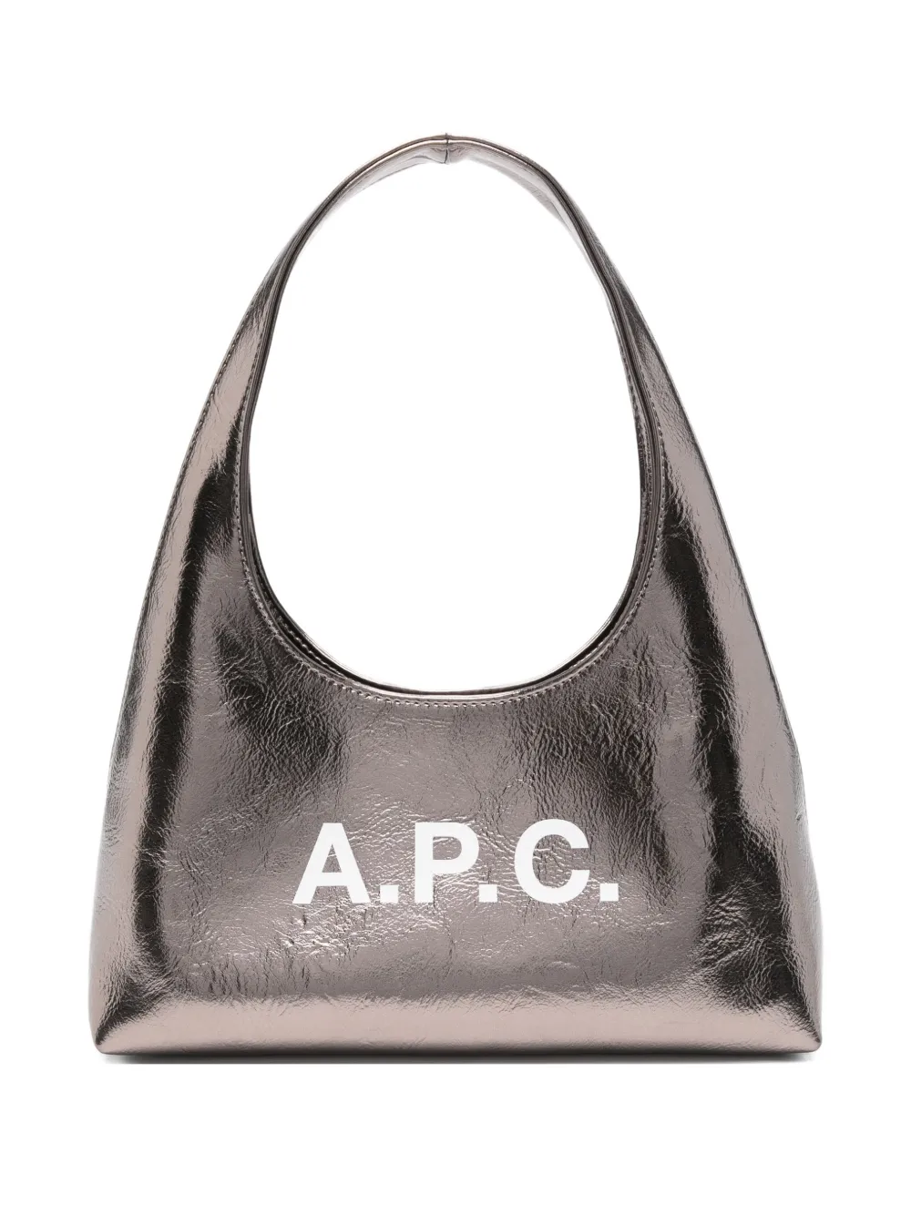 A.P.C. Kleine metallic schoudertas met logo Zilver