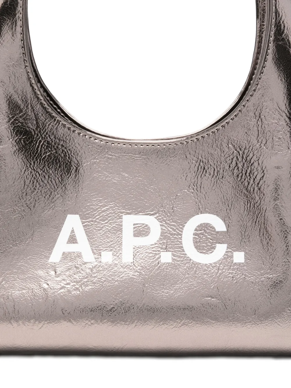 A.P.C. Kleine metallic schoudertas met logo Zilver
