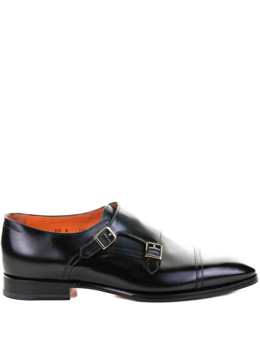 Santoni double-buckle leather shoes Black
