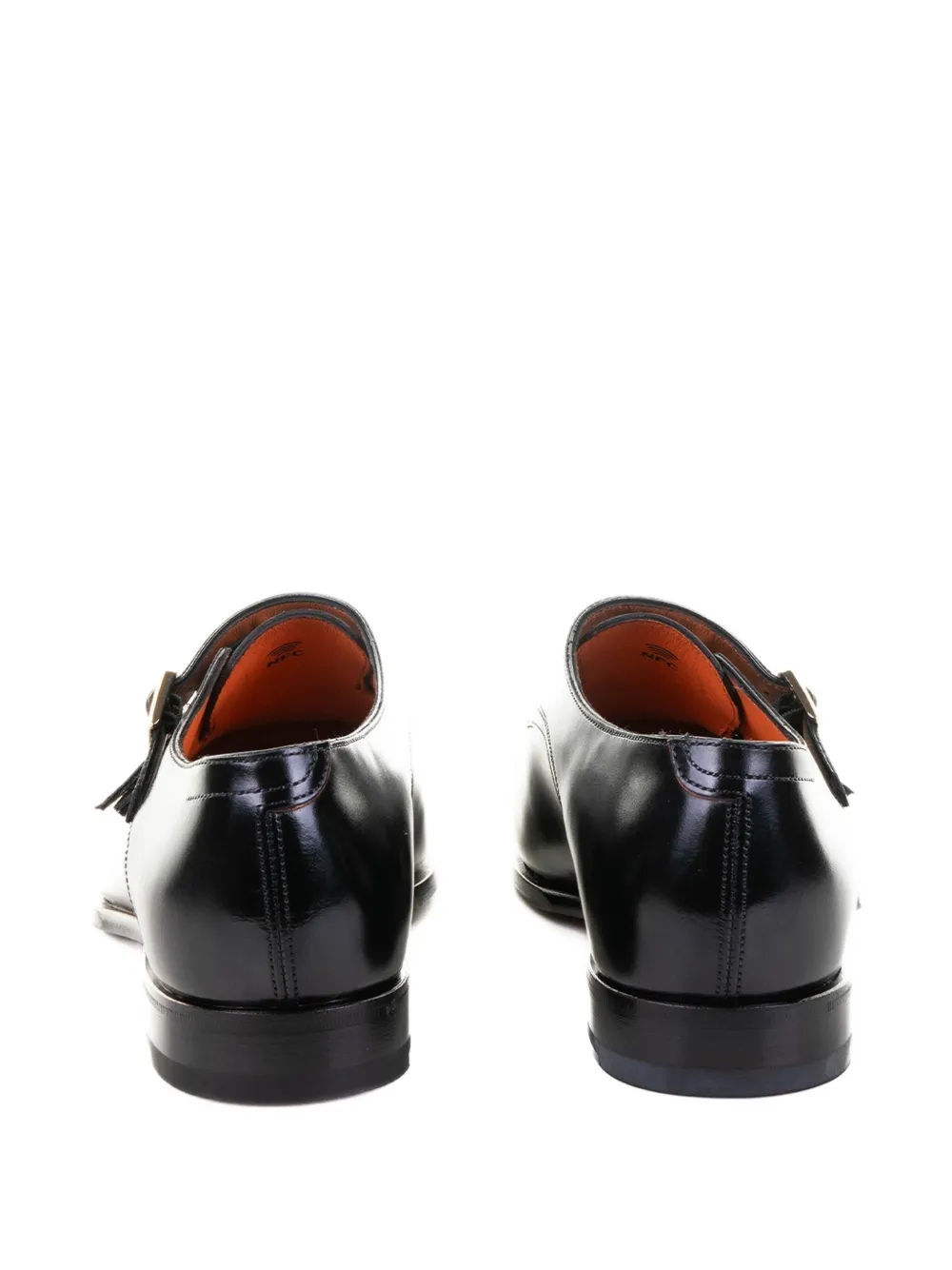 Santoni double-buckle leather monk shoes Black