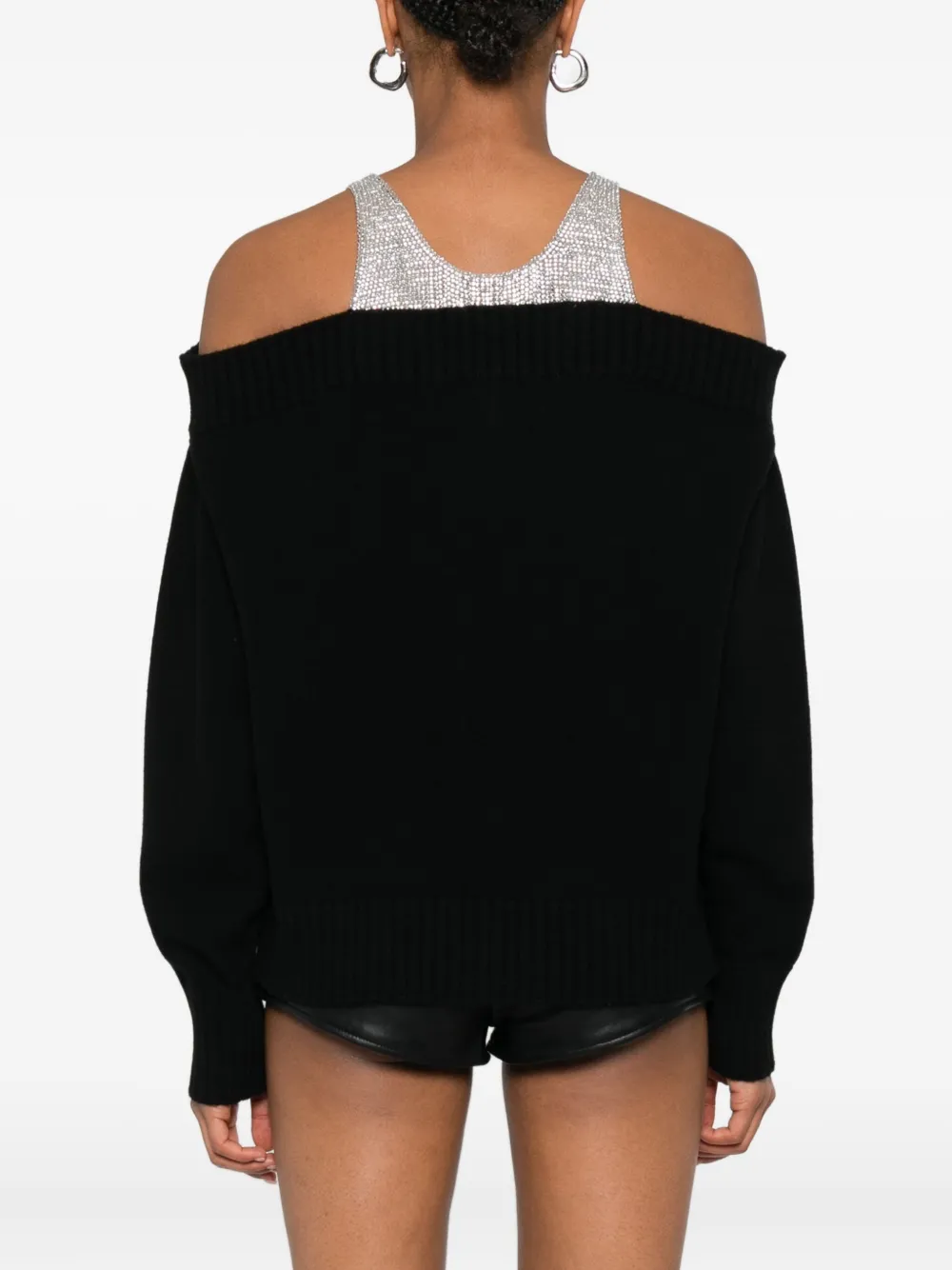 Giuseppe Di Morabito Crystal-embellished Off-shoulder Jumper In Black
