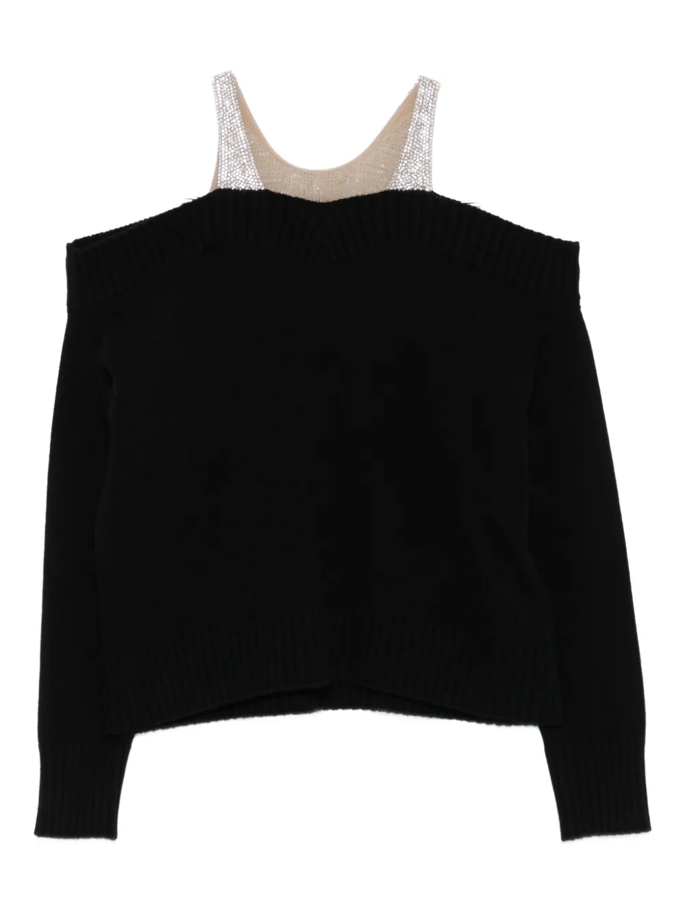 Giuseppe Di Morabito Crystal-embellished Off-shoulder Jumper In Black