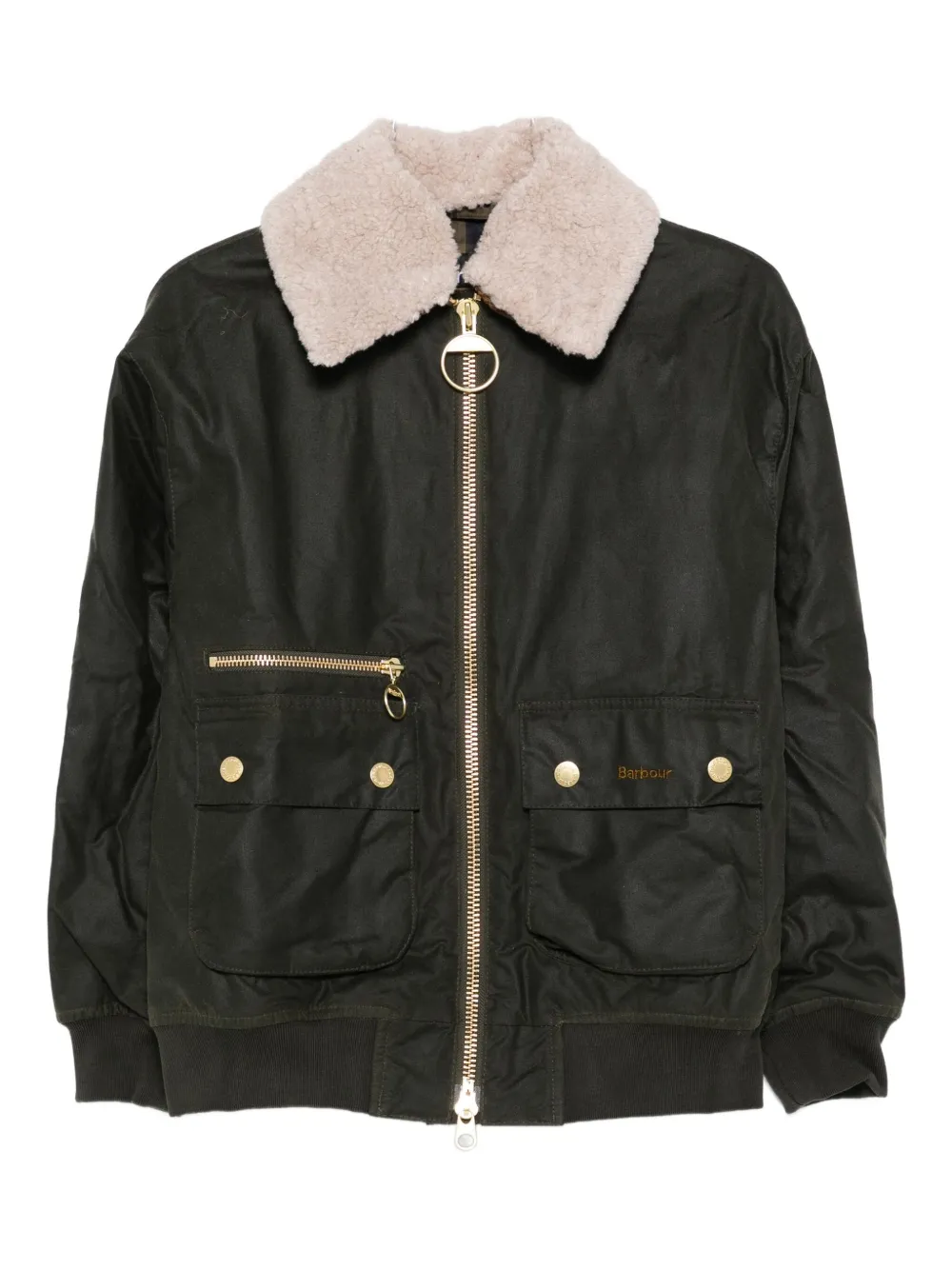 Barbour shearling-collar zip-front jacket Bruin