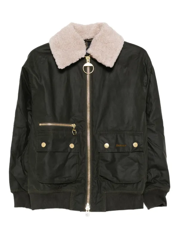 Barbour shearling-collar zip-front Jacket | Brown | FARFETCH