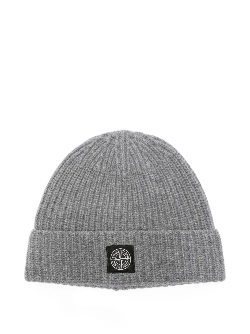 Stone Island Geribbelde muts met logopatch Grijs
