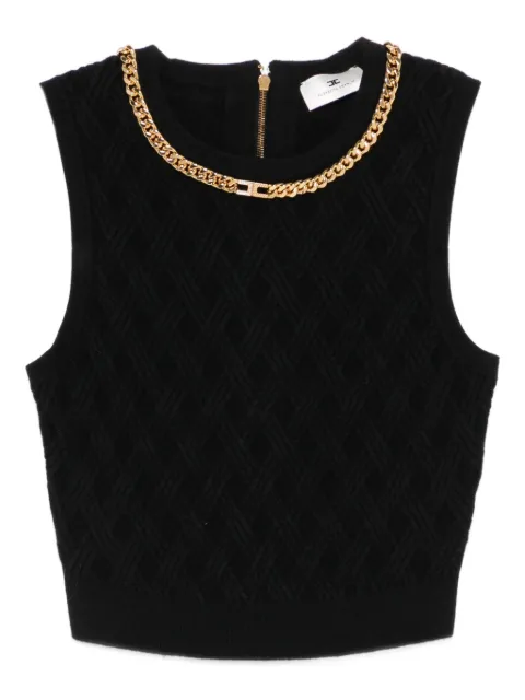 Elisabetta Franchi chain-embellished diamond-pattern crop top