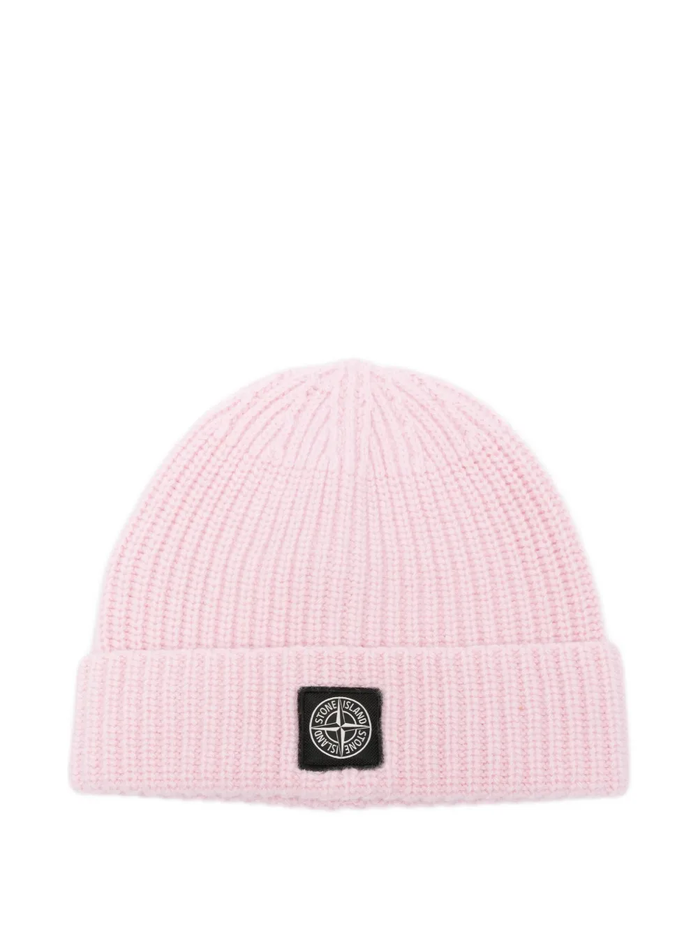 Stone Island logo-patch beanie Roze