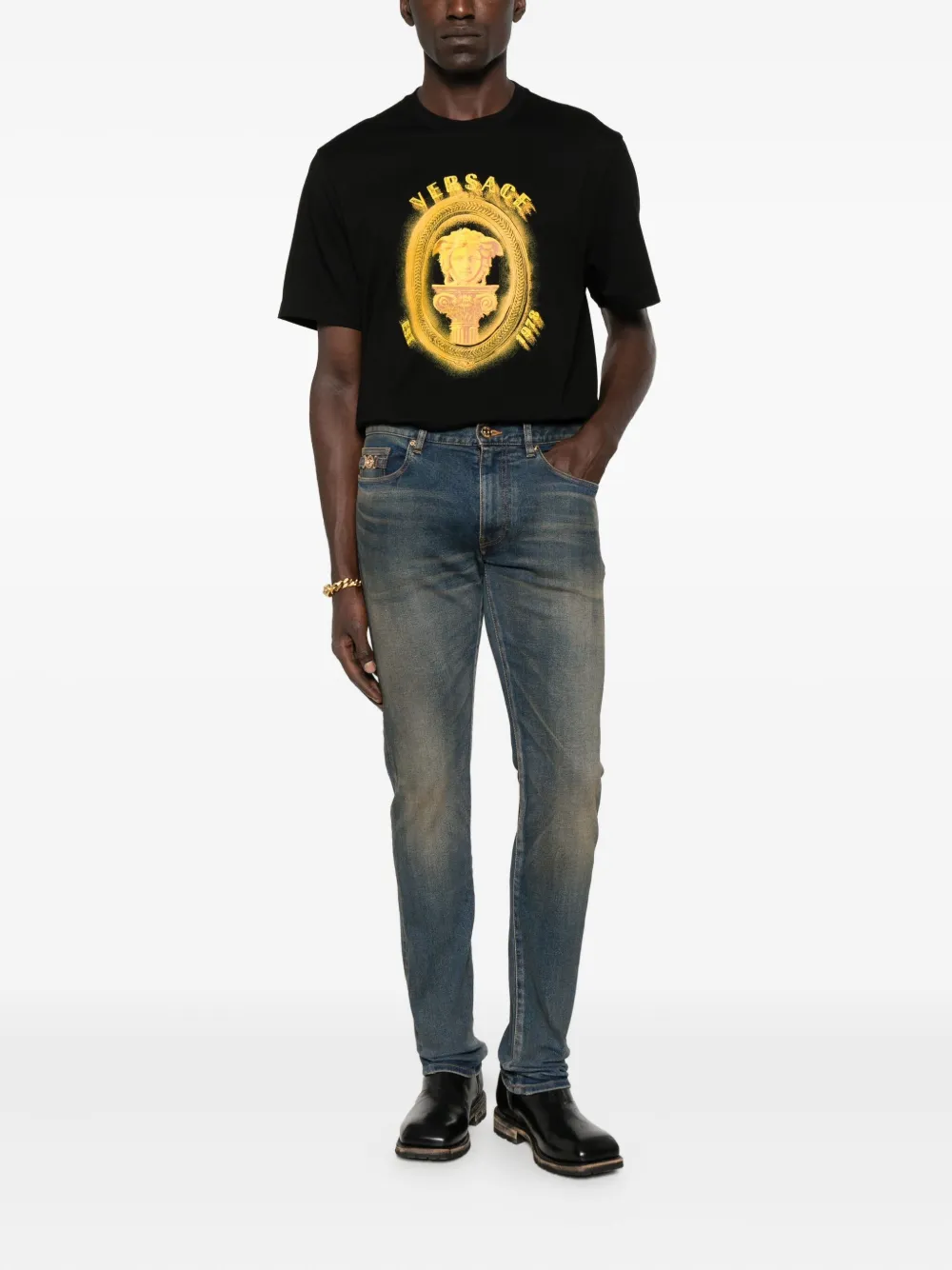 Versace Medusa Head-print T-shirt - Zwart