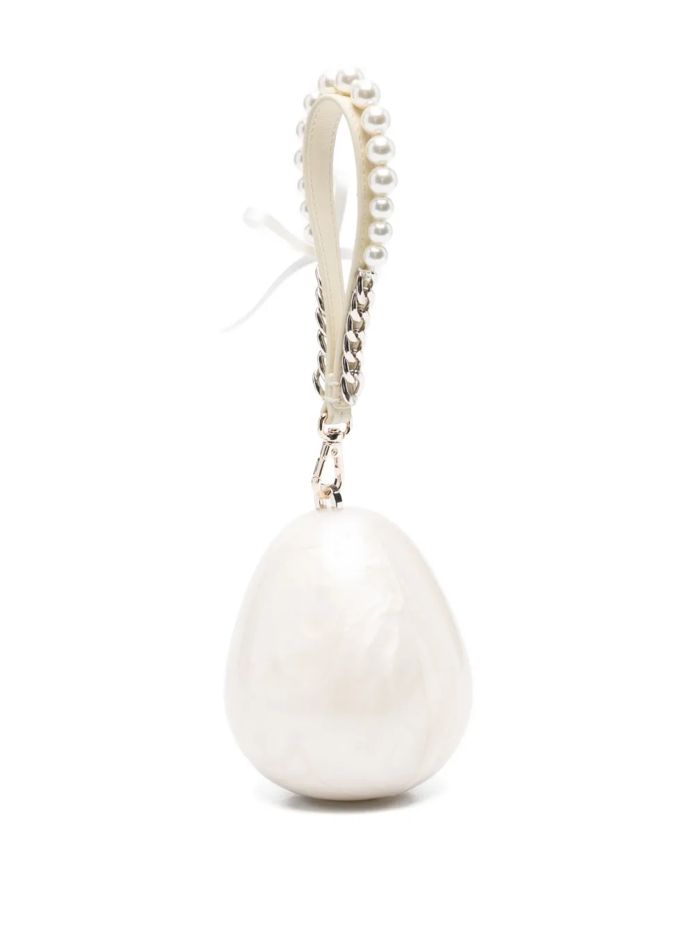 Simone Rocha pearl-embellished chain-detail egg bag Wit