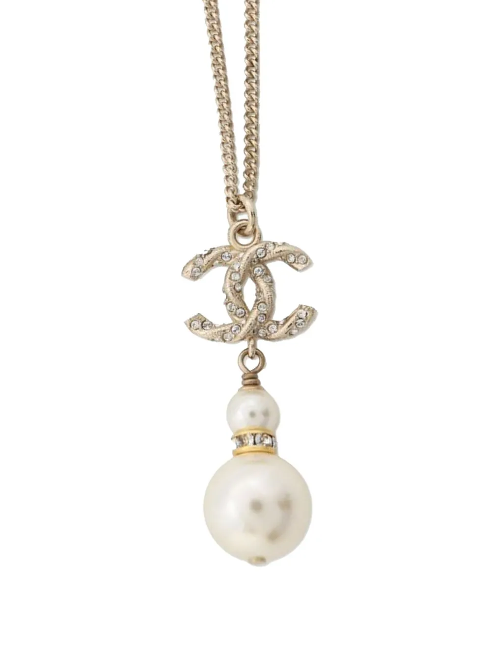 2018 CC Gold Plated Faux Pearl Rhinestones Pendant Necklace costume necklace