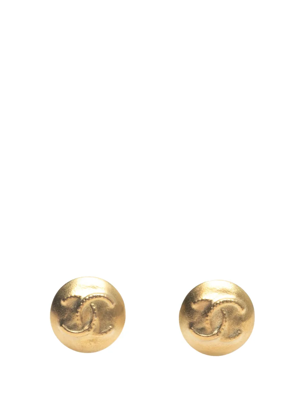 1995 CC Gold Plated Round Clip on Earrings costume earrings