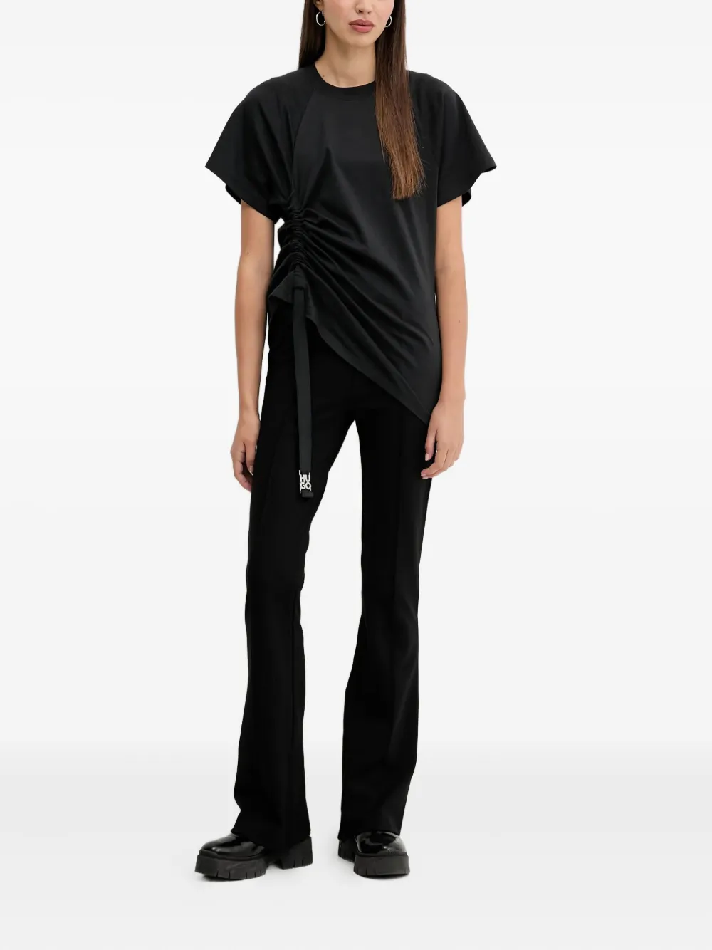 HUGO T-shirt met ronde hals Zwart