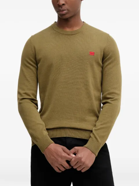 HUGO suéter con cuello redondo y parche del logo