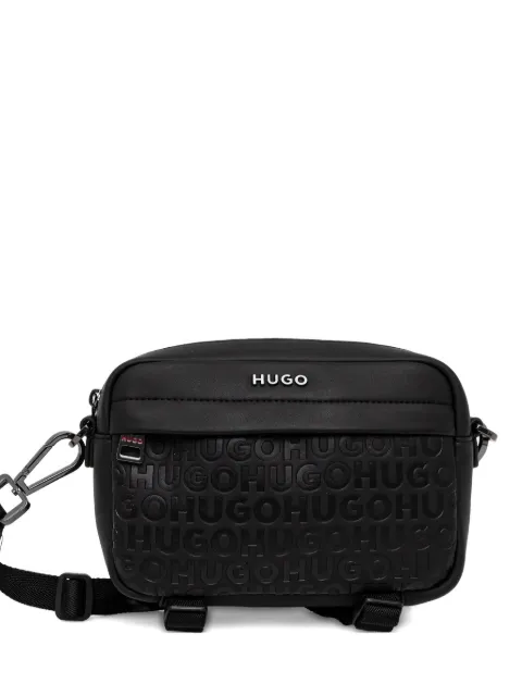 HUGO embossed-logo messenger bag