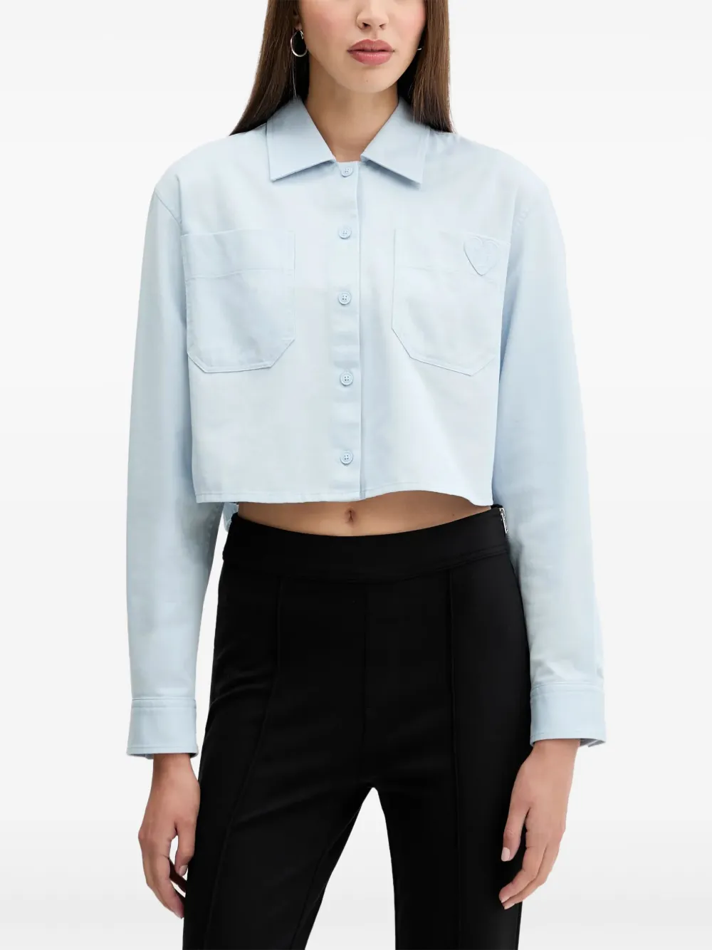 HUGO Blouse met geborduurd hart en zakken | Blauw | Image 1